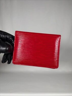 Authentic Louis Vuitton Red Epi Leather Card Wallet